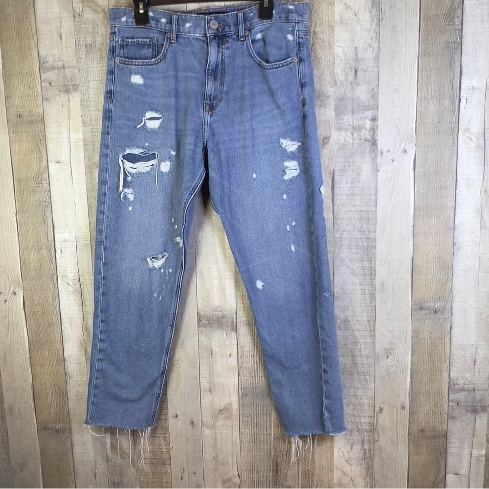 Express Size 6 Vintage Distressed High Rise Cropped Raw Hem w/5 Pockets